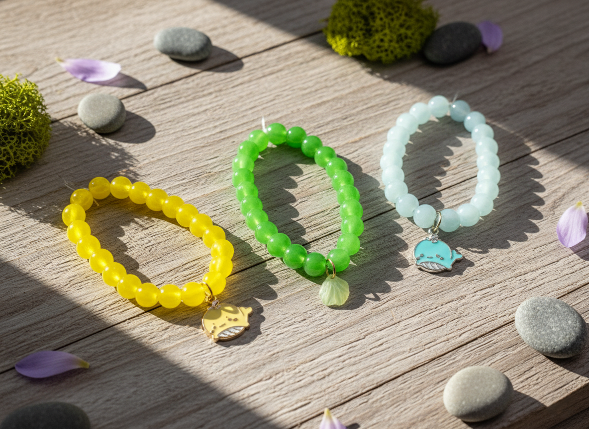 Ocean Sparkle: Hand-Strung Gemstone Charm Set