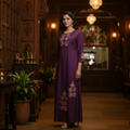 Royal Plum Hand-Embroidered Anarkali Maxi Dress