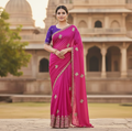 Fuchsia Bloom Butterfly Silk Saree Set