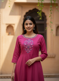 Elegant Magenta Anarkali Kurta with Floral Embroidery