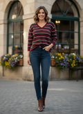The Varsity Ribbed V-Neck: Autumn Stripe Edition