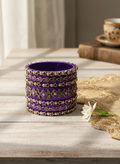 Royal Amethyst Silk Thread Bangle Set with Kundan & Emerald Accents