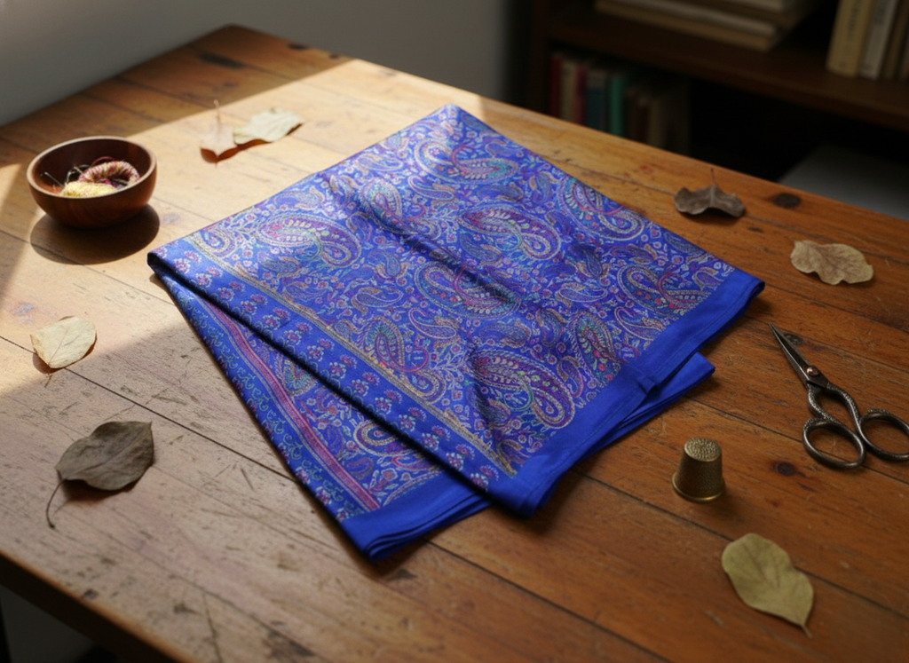 Royal Cobalt Paisley Brocade – Premium Artisan Fabric