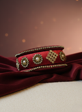 Handcrafted Maroon Silk Thread Bangle with Antique Gold Kundan & Pearl Embellishments – Ethnic Bridal Jewelry