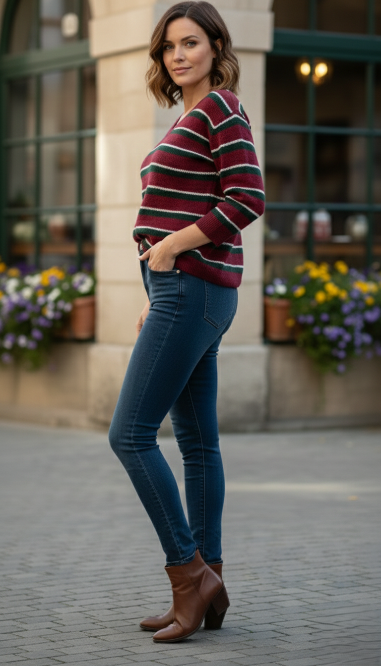The Varsity Ribbed V-Neck: Autumn Stripe Edition